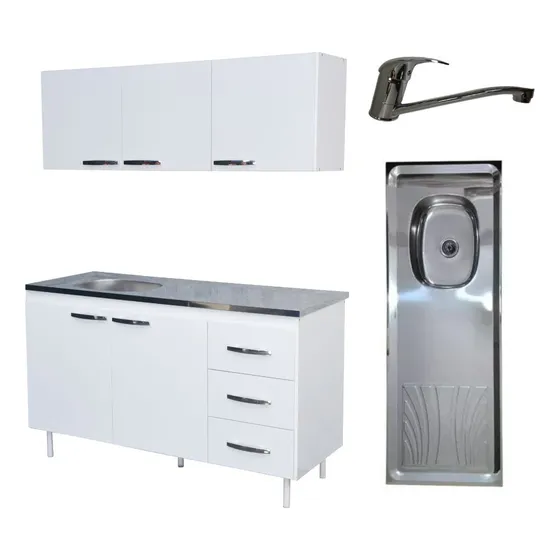 Combo Bajo Mesada 1,40+ Alacena+ Mesada+ Griferia