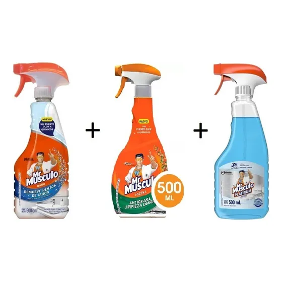 Pack Cocina Antigrasa + Baño Elimina Suciedad + Limpiavidrio