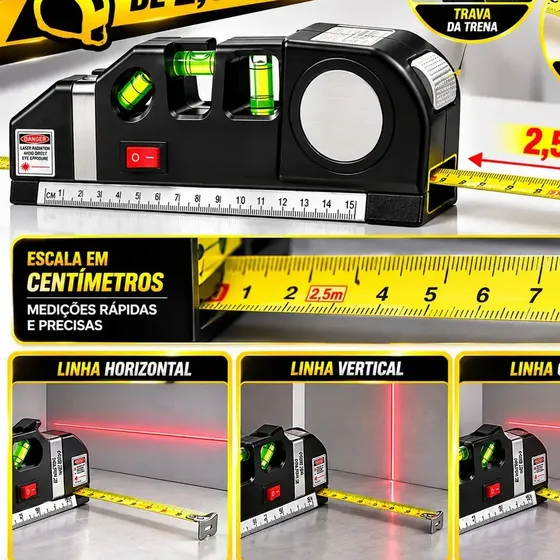 Trena Nivel A Laser Alta Precisão Com Regua Profissional
