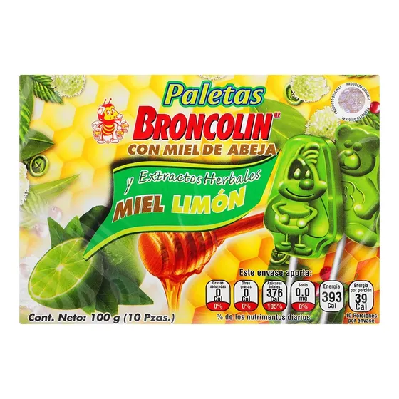 Paletas Broncolin Sabor Limón 10 Piezas