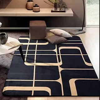 Casa Laura Enxovais Tapete 200x140 Para Sala E Quarto Aveludado Preto