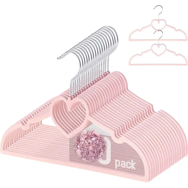 10 Perchas / Colgadores Terciopelo Rosa Ropa Bebe Y Niña