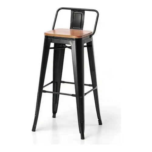 Banqueta Asiento Madera Colores Vintage Barra Hlc Home MC-1830BW Color Negro