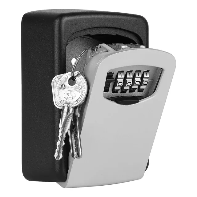 Flexzion Key Lock Box - Key Storage Safe Box Cabinets Wall Mounted 4 Digit Combination Lock, Security Key Holder, Code Storage Case, Cipher Lock Box For House Indoors Outdoors Weather Rust Resistant
