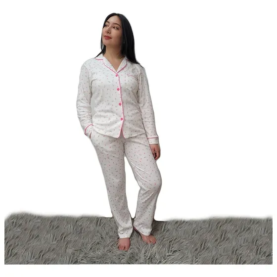 Pijama Dama Manga Larga Y Pantalón Largo Polialgodón
