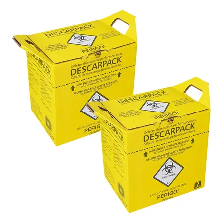 2 Caixa Coletora Agulha / Seringa 7 Lts Descartável Perfuro
