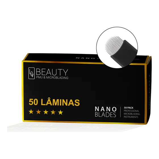 50 Lâminas Lovbeauty Nano Blade 18u 0.15mm Flex Ultra Fina Cor Preto