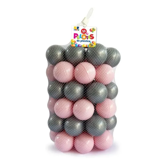 Bf Toys 50 Pelotas Para Alberca Malla Rosa Pastel Y Plata