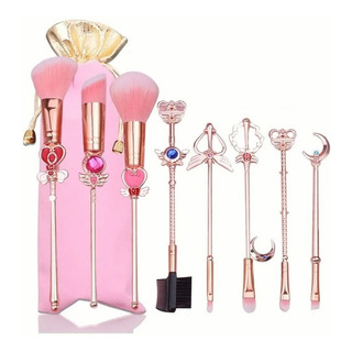 Set De 8 Brochas Sailor Moon Metal Gold Rose Con Estuche Set De 8 Brochas Sailor Moon Metal Gold Rose Con Estuche