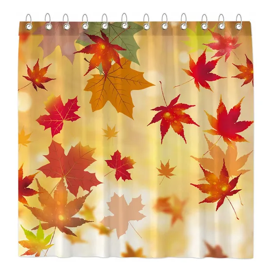 Funnytree Cortina Ducha Hoja Arce Otoño Paisaje Natural Casa