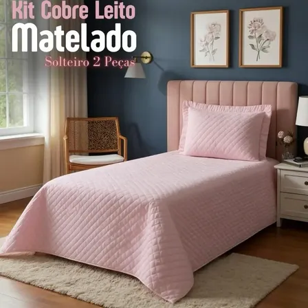 Kit Cobre Leito Colcha Feminino 2 Peças Cama Box Solteiro