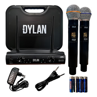 Microfone Sem Fio Duplo Dylan Dw-602 Cardioide Microfone Sem Fio Duplo Dylan Dw-602 Cardioide