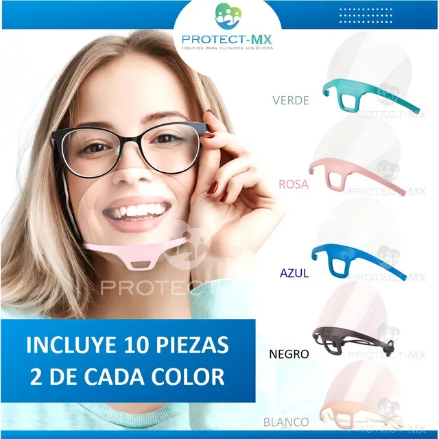 10 Cubrebocas Transparente Mascarilla De Plástico Fabricante Color Multicolor
