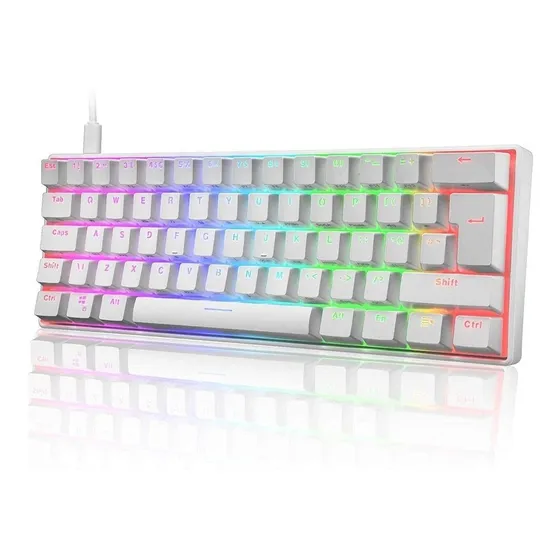Teclado Gamer Meetion MK005 Qwerty Outemu Blue Latinoamérica Blanco Rgb Usb C