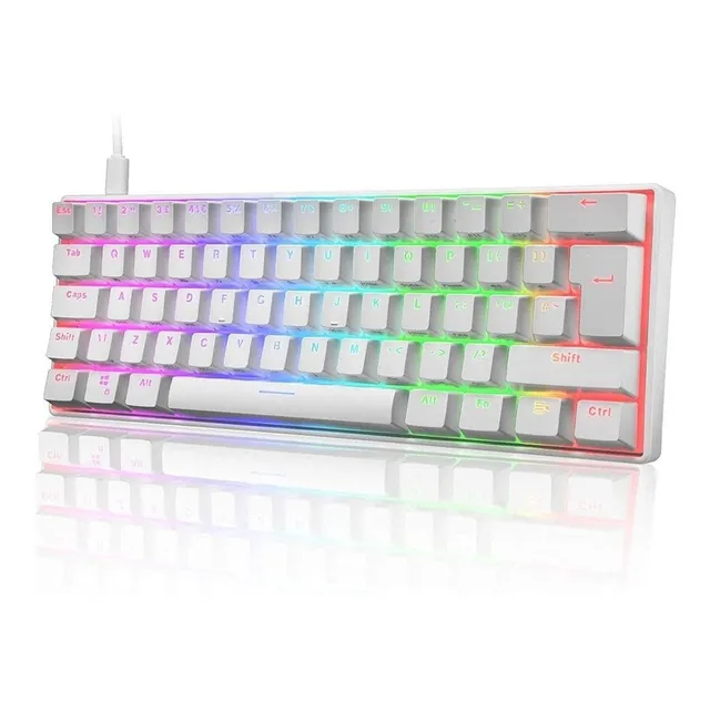 Teclado Gamer Meetion MK005 Qwerty Outemu Blue Latinoamérica Blanco Rgb Usb C