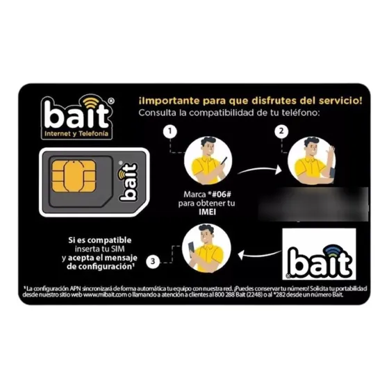 Chip Sim Bait Ilimitado Con Recarga Incluida + Internet