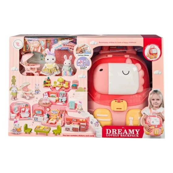 Playset Conejos Casita Mochila Bay Dreamy Con Accesorios
