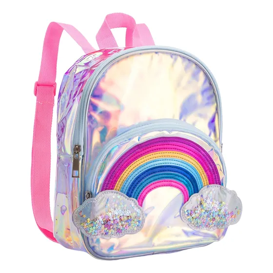 Mochila Escolar Para Niños, Arcoíris Transparente, Ligera
