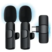 2 Micrófonos Inalámbricos Solapa Lavalier Celular Tablet Negro