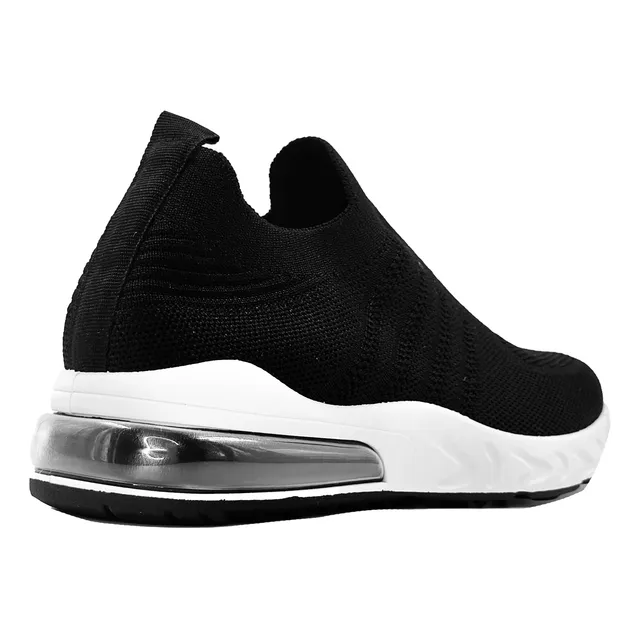 Zapatillas Elastizadas Negras Sin Cordones Mujer Burbuja