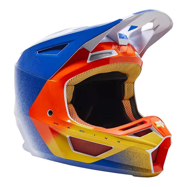 Casco Moto V2 Rkane Naranjo/azul/blanco Fox