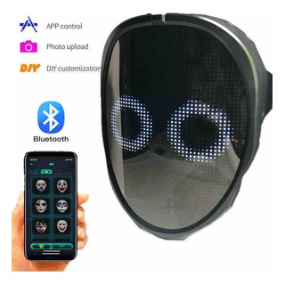 Bluetooth Rgb Luz Led Máscara Diy Fiesta Halloween Bluetooth Rgb Luz Led Máscara Diy Fiesta Halloween