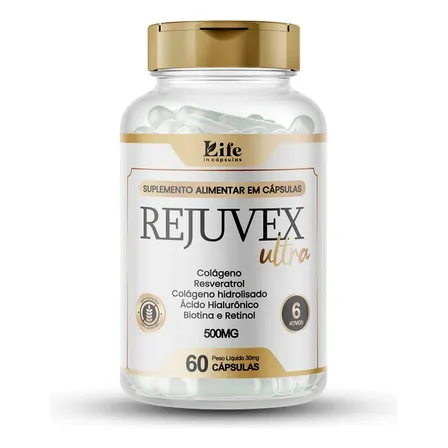 1un Rejuvex Ultra 60 Cáps Ácido Hialurônico - Pele Saudável Sem Sabor