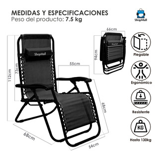Silla Plegable Gravedad Cero Reclinable Calidad Jardín Color Negro Silla Plegable Gravedad Cero Reclinable Calidad Jardín Color Negro