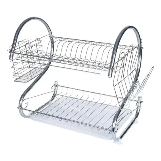 Escurridor seca platos 2 niveles plateado modelo 2