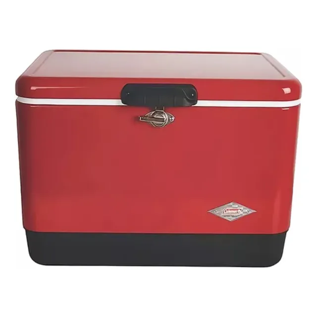 Cava Coleman Vintage 54 Qt Con Cinturón De Acero (roja)