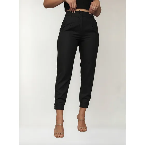 Calça Alfaiataria Linhão Com Botões Feminina Moda Lançamento