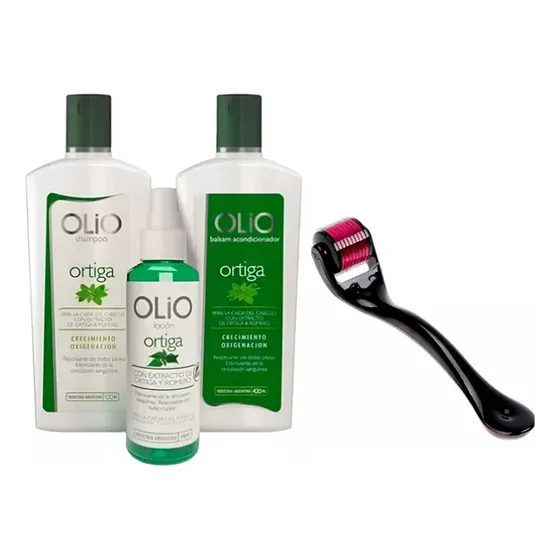 Kit Anti Caída Y Fortalecedor Pelo Ortiga Dermaroller Olio