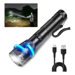 Linterna Led De 2000 Lúmenes Rechargeable Usb, Linterna Con Linterna Led De 2000 Lúmenes Rechargeable Usb, Linterna Con