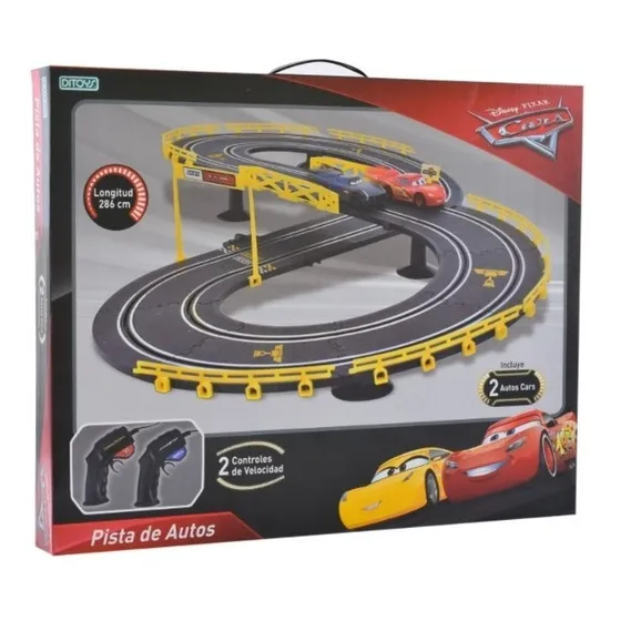 Pista De Carreras Cars Racing Con 2 Controles Disney Ditoys Color Negro