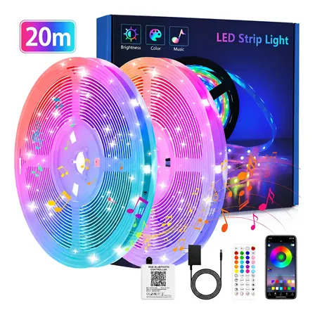 Fita Led Rgb 20m 600 Leds Bluetooth App Controle Fonte 24v Rgb 127/220v 24v 20m