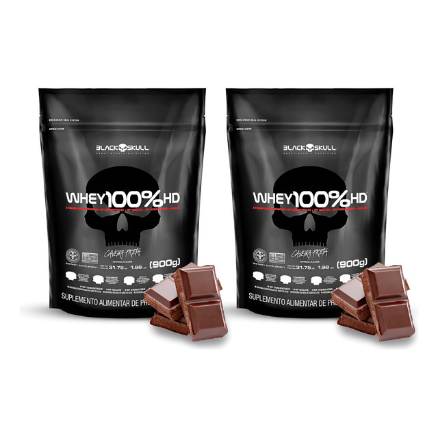 Whey Kit 100% Hd 2 Pacotes Black Skull Ganho Massa Muscular