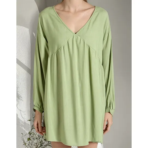 Vestido Nano Corto Oversize Lino Mangas Largas #2261 Caracas