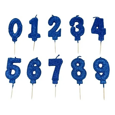 Vela Cumpleaños Numero Gibre Azul Con Base X 1unidad