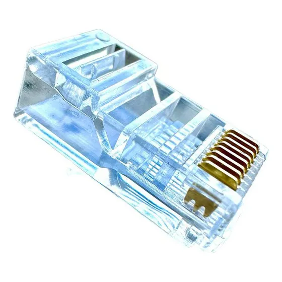 Pacote 100 Conector Rj45 Cat5e Banho De Ouro O Melhor
