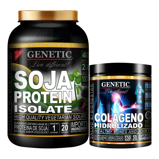 Proteína Soja + Colágeno Hidrolizado Q10 Resveratrol Genetic