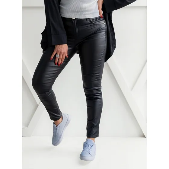 Pantalón Engomado Eco Cuero Mujer Vaquero Cuero Chupín