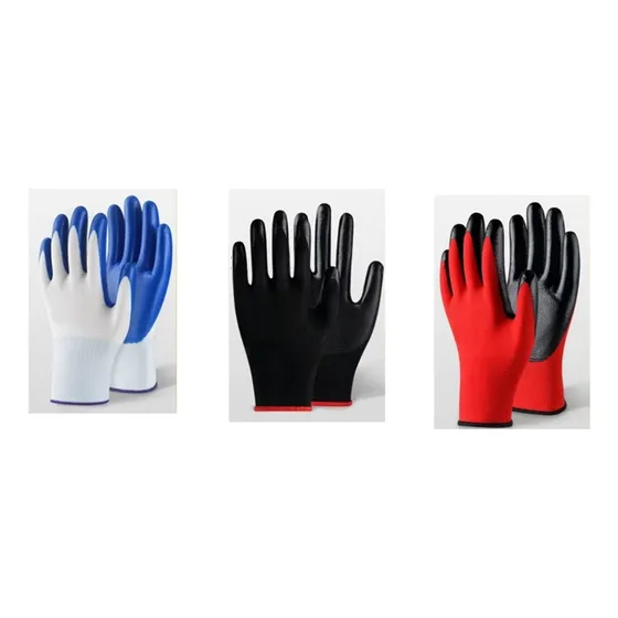 Guante Nylon C/ Nitrilo Unisex. Negro Rojo Blanco. 1 Par=2