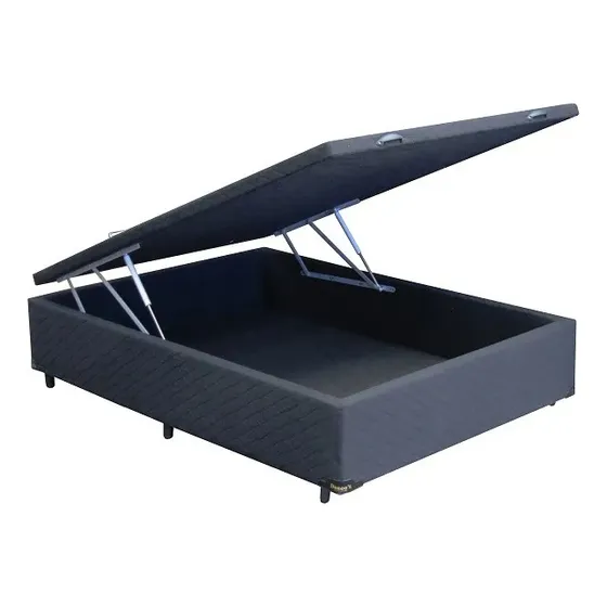 Box Baulera 2 Plazas Capiton. En Linum Negra - 138x188x43cms Color Negro