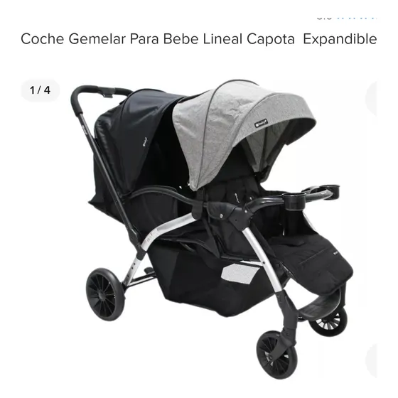 Coche Gemelar Negro-gris Usado