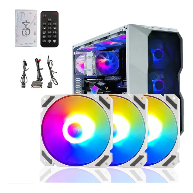Kit 3 Ventiladores Pc Gamer 120mm Rgb Disipadores Para Cpu