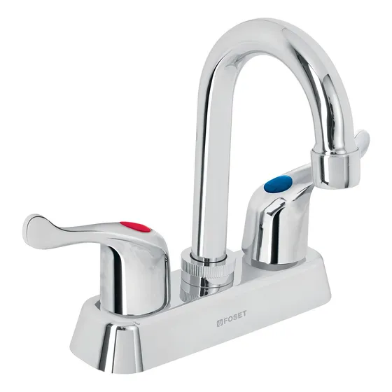 Mezcladora Plástica Lavabo Cuello Bar Palanca Foset 45513 Color Plateado