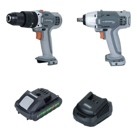Kit Taladro + Llave De Impacto 18v Gladiator