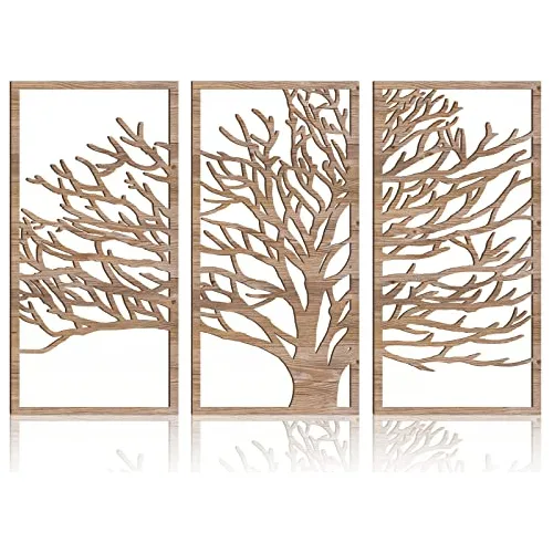 Arte De Pared De Madera Rústica De 3 Paneles Diseño D...