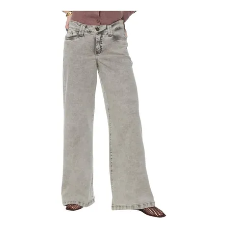 Jeans Mujer Wide Leg Wados Tiro Alto Gris