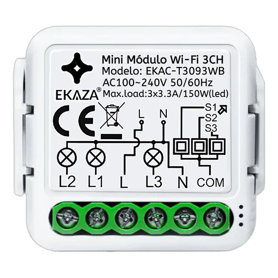 Interruptor Inteligente Mini 3 Canais Automação Alexa Google